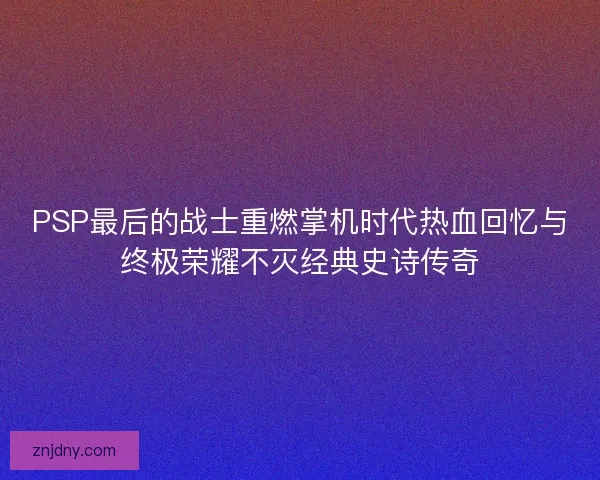 PSP最后的战士重燃掌机时代热血回忆与终极荣耀不灭经典史诗传奇